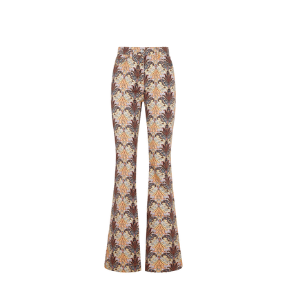 Graphic-print flared jeans