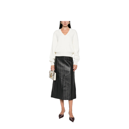 MAYFEYR - Victoria Beckham - Relaxed Fit V-Neck Cotton Blend Sweater - 1325KJU006491A