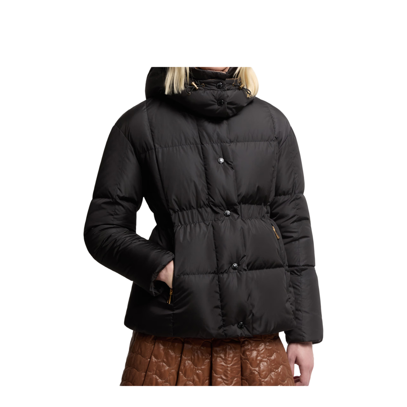 Black Agneux Square-Quilted Hooded Short Down Jacket