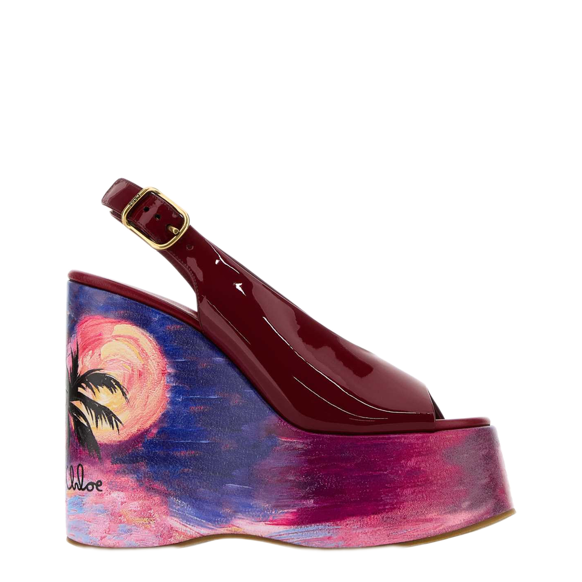 MAYFEYR - Chloè - Maxime Red Leather Wedge Sandals - CH26U09ZXG6Y8