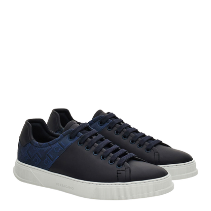 MAYFEYR - Ferragamo - Clayton Monogram Jacquard Leather Sneakers - 0297950789156