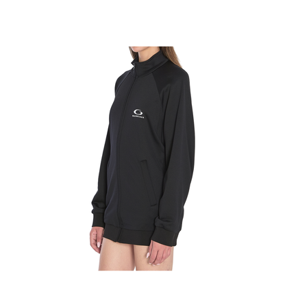 Black Cotton Zip-Up Tracksuit Jacket