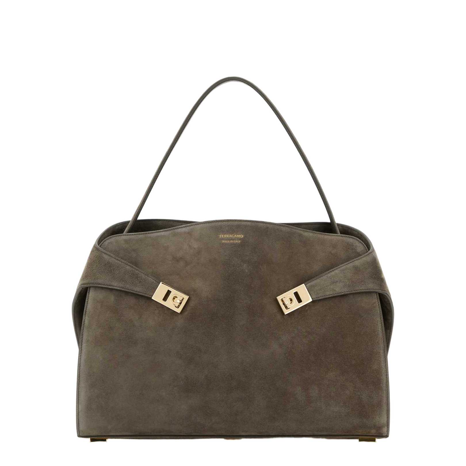 Grey Suede Large Hug Soft Shoulder Bag