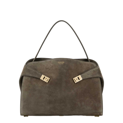 Grey Suede Large Hug Soft Shoulder Bag