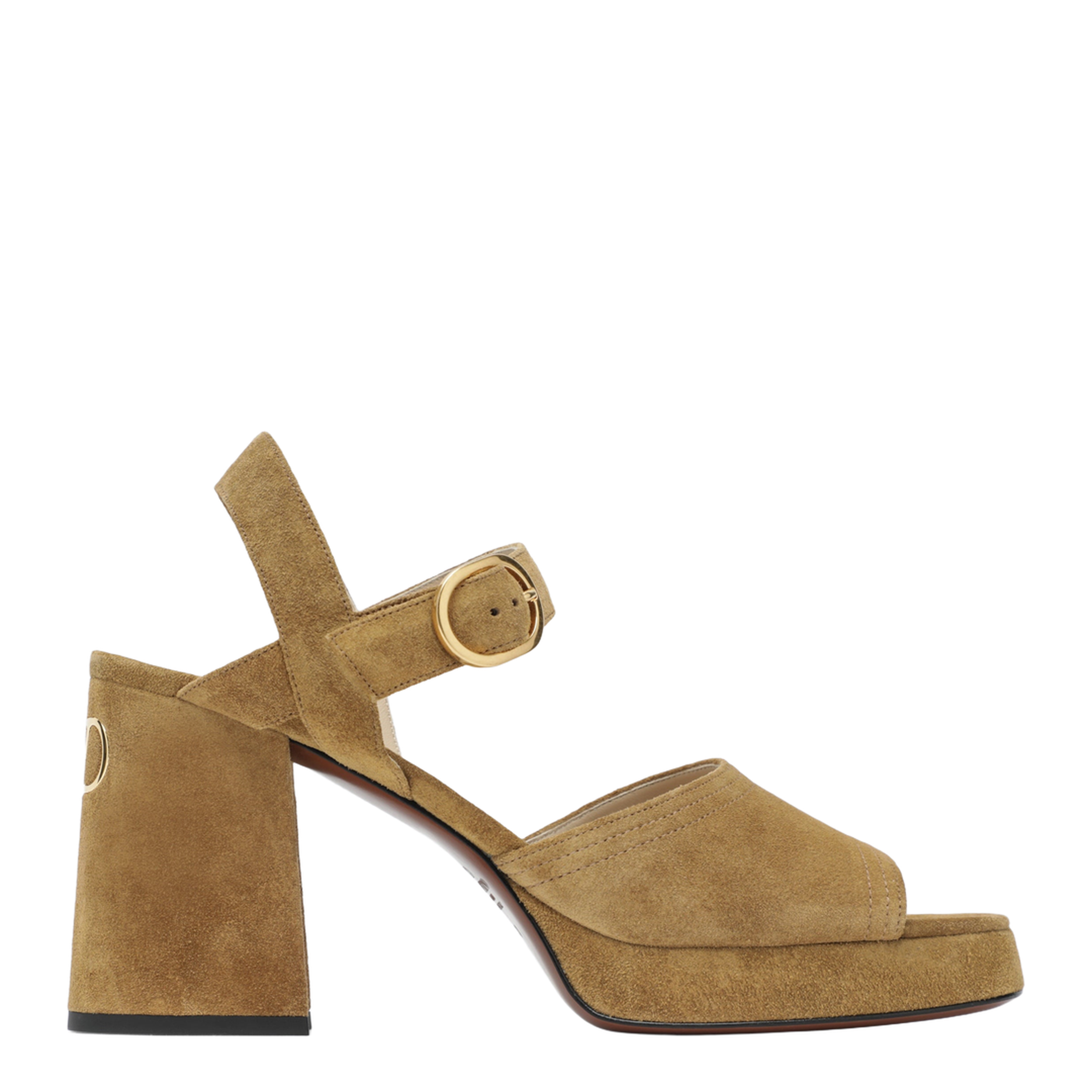 Beige Fawcette Platform Sandals in Split Leather