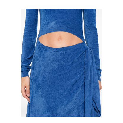 Cut-Out Detail Tie-Front Long Sleeves Mini Dress