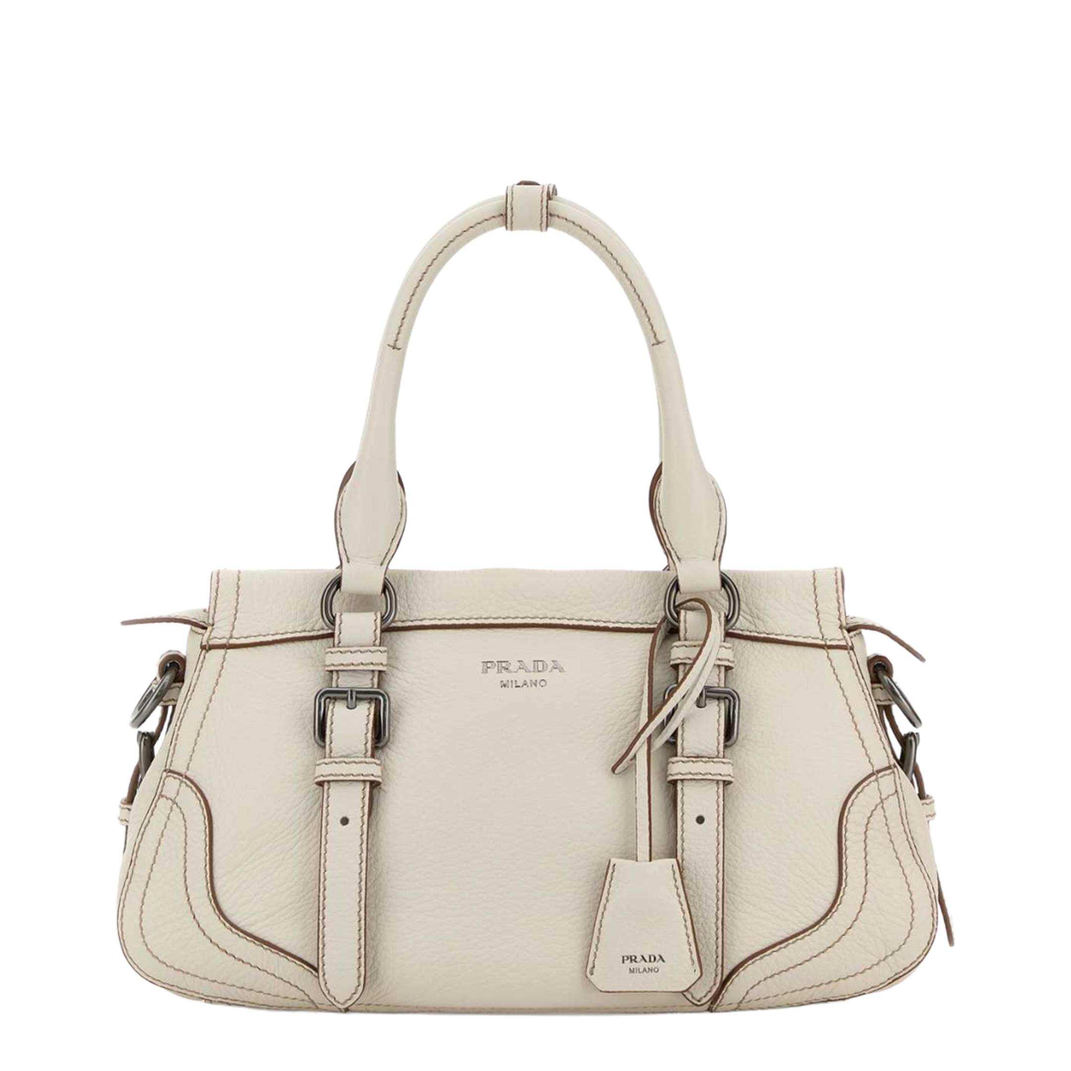 Ivory Leather Large Handbag