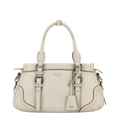 Ivory Leather Large Handbag