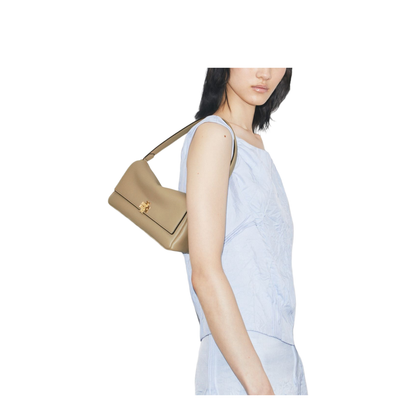 Charlie Small Leather Shoulder Bag - Soft Cement
