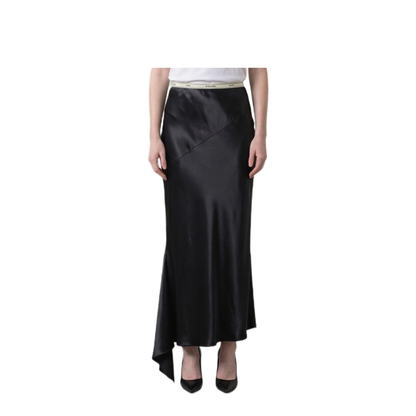 MAYFEYR - Celine - Black Midi Skirt In Viscose Satin - RJ0E03E9938NO