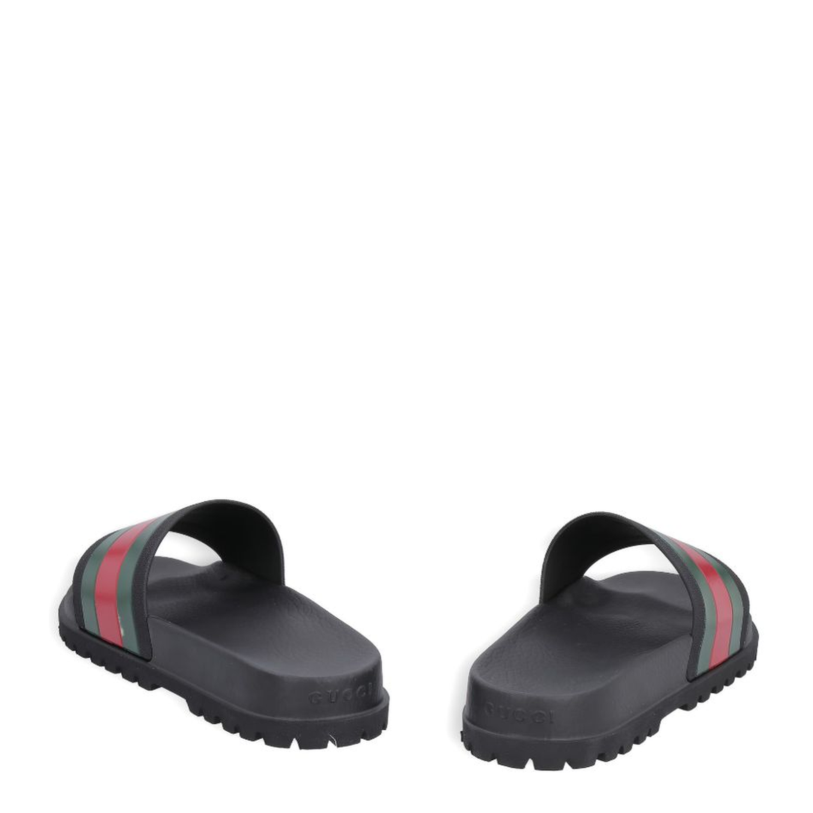 Black Rubber Web Slide Sandal