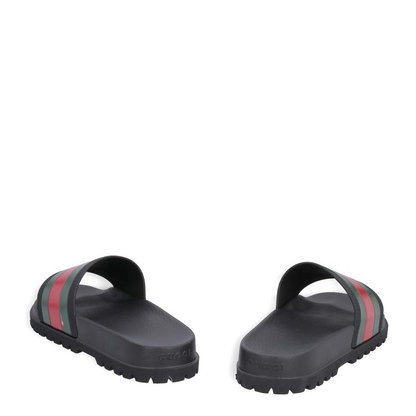 Black Rubber Web Slide Sandal