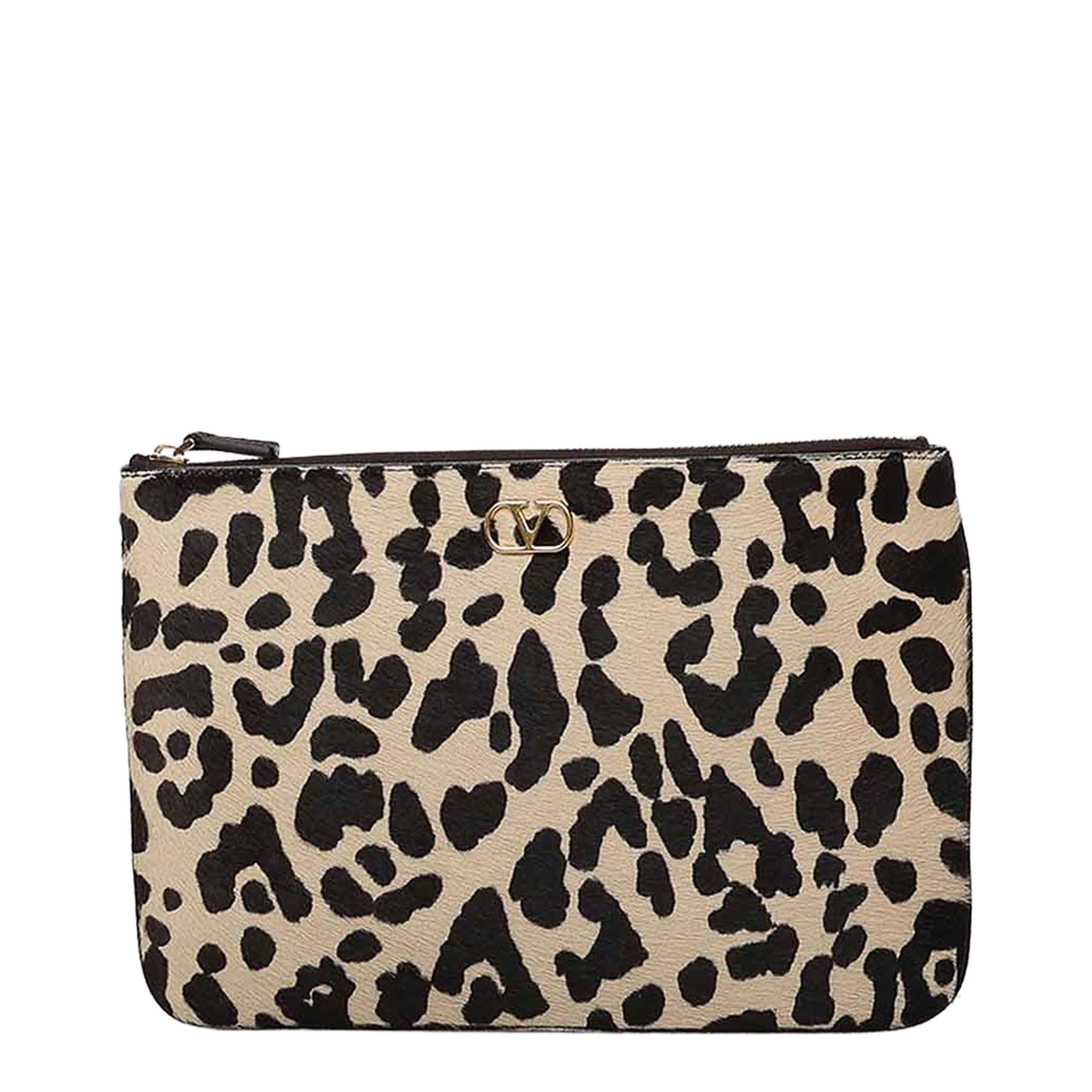 Beige Leopard Clutch Bag
