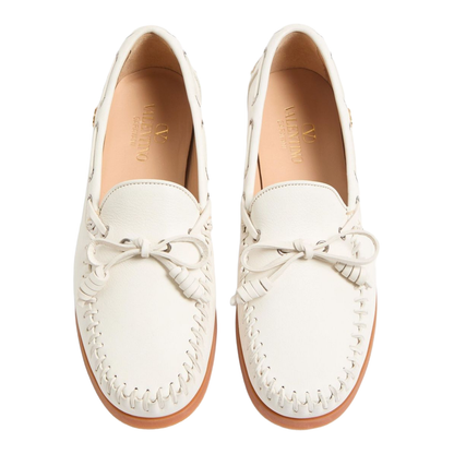 White Slip-On Style VLogo Signature Bow Detailing Flat Rubber Sole