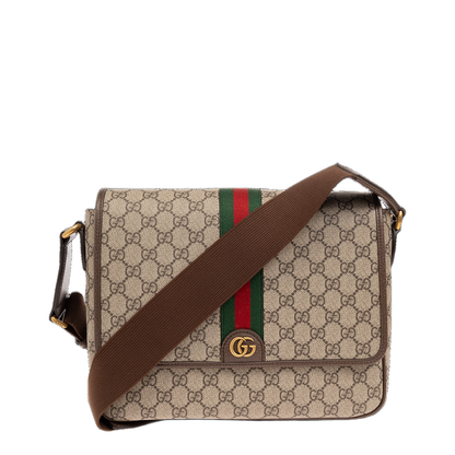 Ophidia Medium Canvas Messenger Bag - Beige