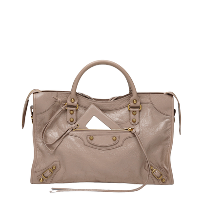Le City Medium Hammered Lamb Leather Shoulder Bag - Blush Pink