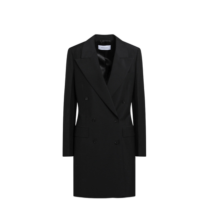 Black Double-Breasted Wool-Blend Suit