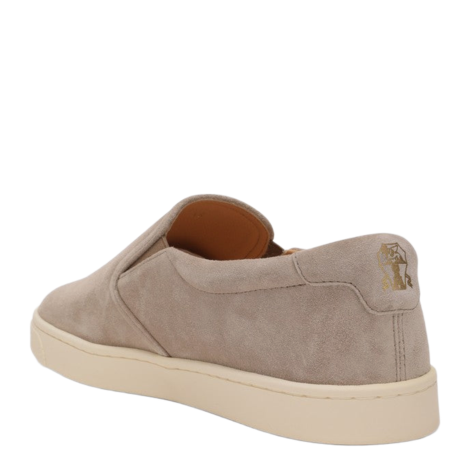 Light Beige Suede Slip-ons