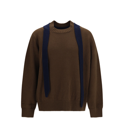 MAYFEYR - Sacai - Wool Knit Cardigan With Integrated Scarf - 2604069M
