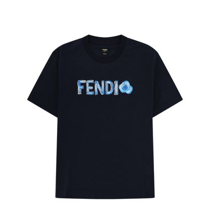 Navy Blue T-Shirt with Embroidered Logo