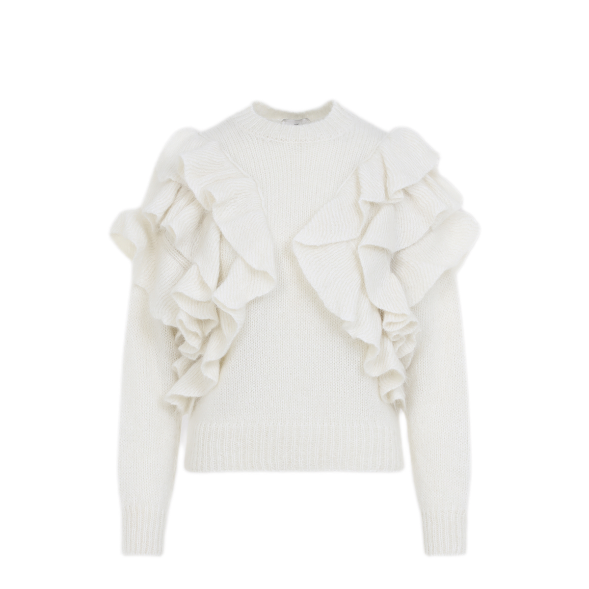 MAYFEYR - Elisabetta Franchi - Ivory Mohair Blend Short Sleeve Pullover - MK42T67E2193