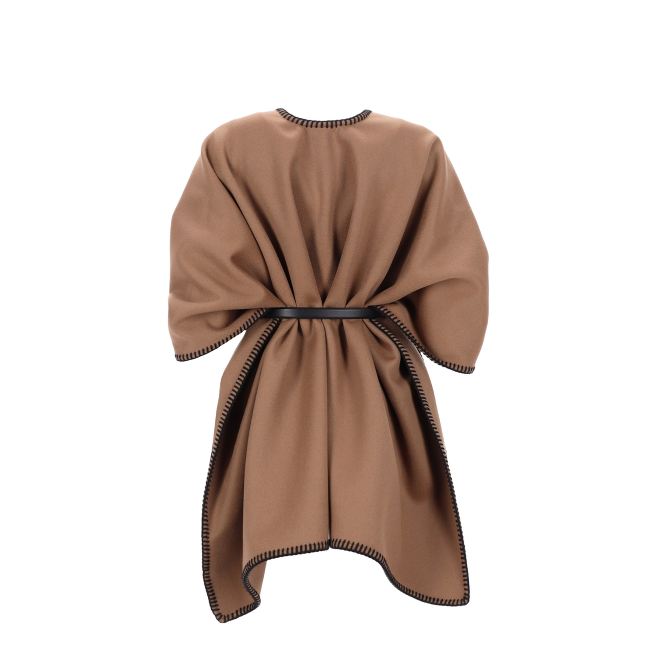 Colomba Double Wool Drap Belted Logo Cape