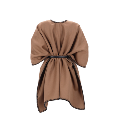Colomba Double Wool Drap Belted Logo Cape