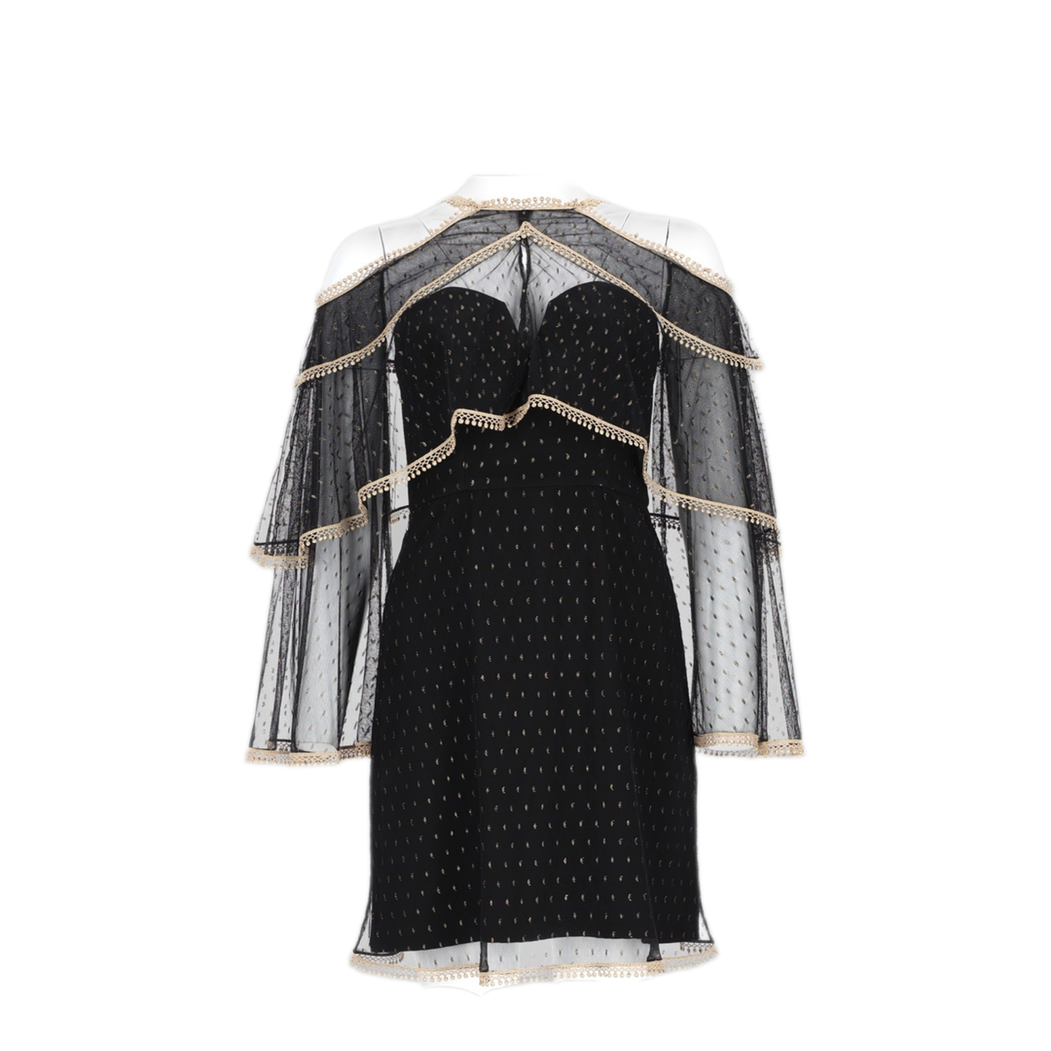 MAYFEYR - THURLEY - Abito Con Cappa In Tulle Plumetis - 1405956BLACKGOLD