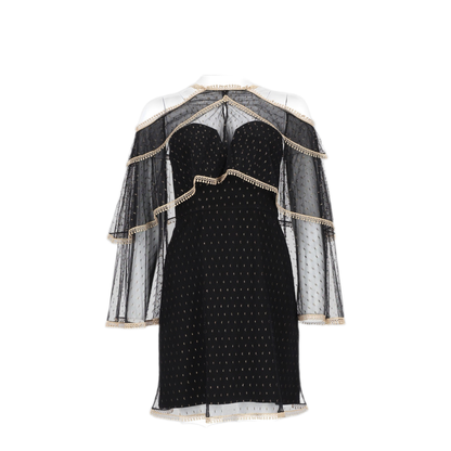 MAYFEYR - THURLEY - Abito Con Cappa In Tulle Plumetis - 1405956BLACKGOLD