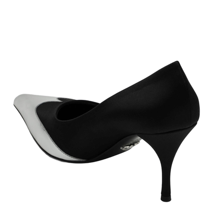 Satin and Metallic Leather Pumps