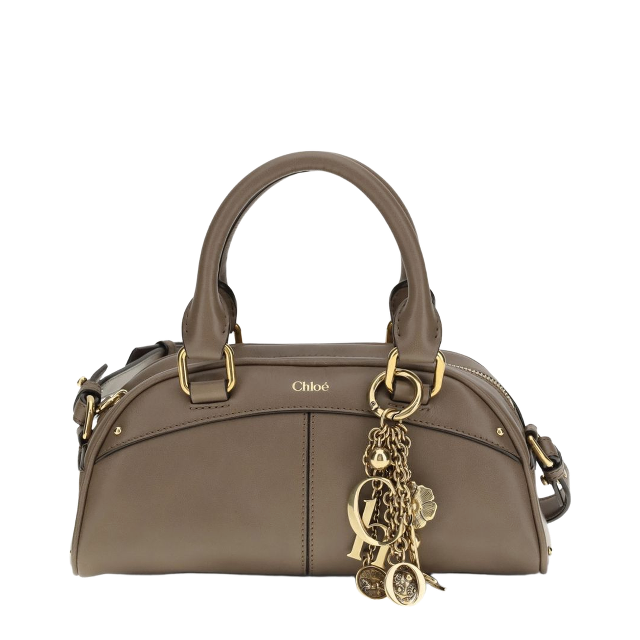 Small Bowling Bag in Soft Leather Beige