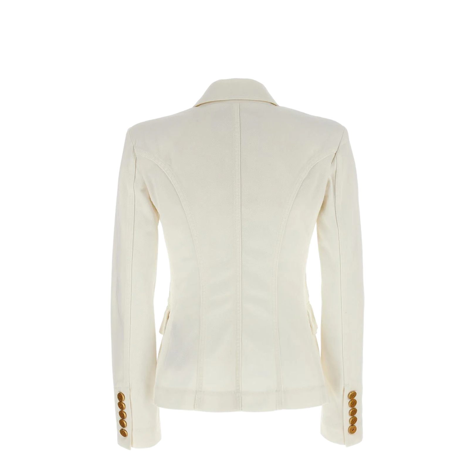 Double-breasted denim blazer