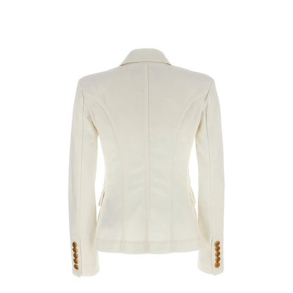 Double-breasted denim blazer