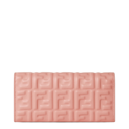 Continental Wallet with Chain in Pink Leather