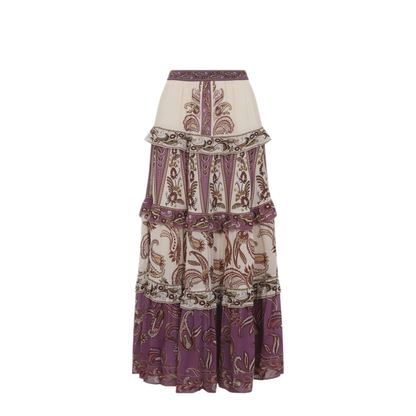 MAYFEYR - Farm Rio - Delicate Ainika Sand Viscose Long Skirt - 34413726029