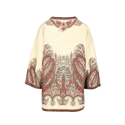 Cream Multicolor Paisley Print Short Sleeve Shirt
