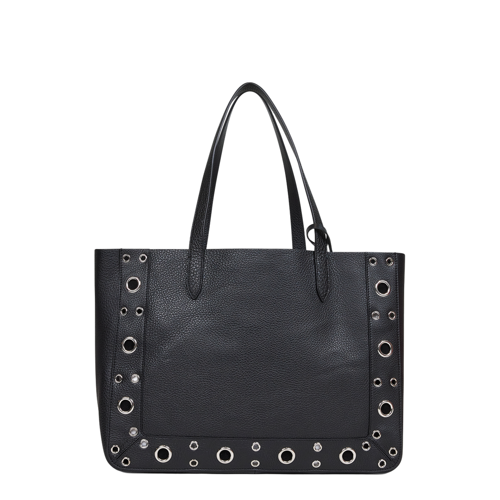 Black Leather Vlogo Signature Shopping Bag