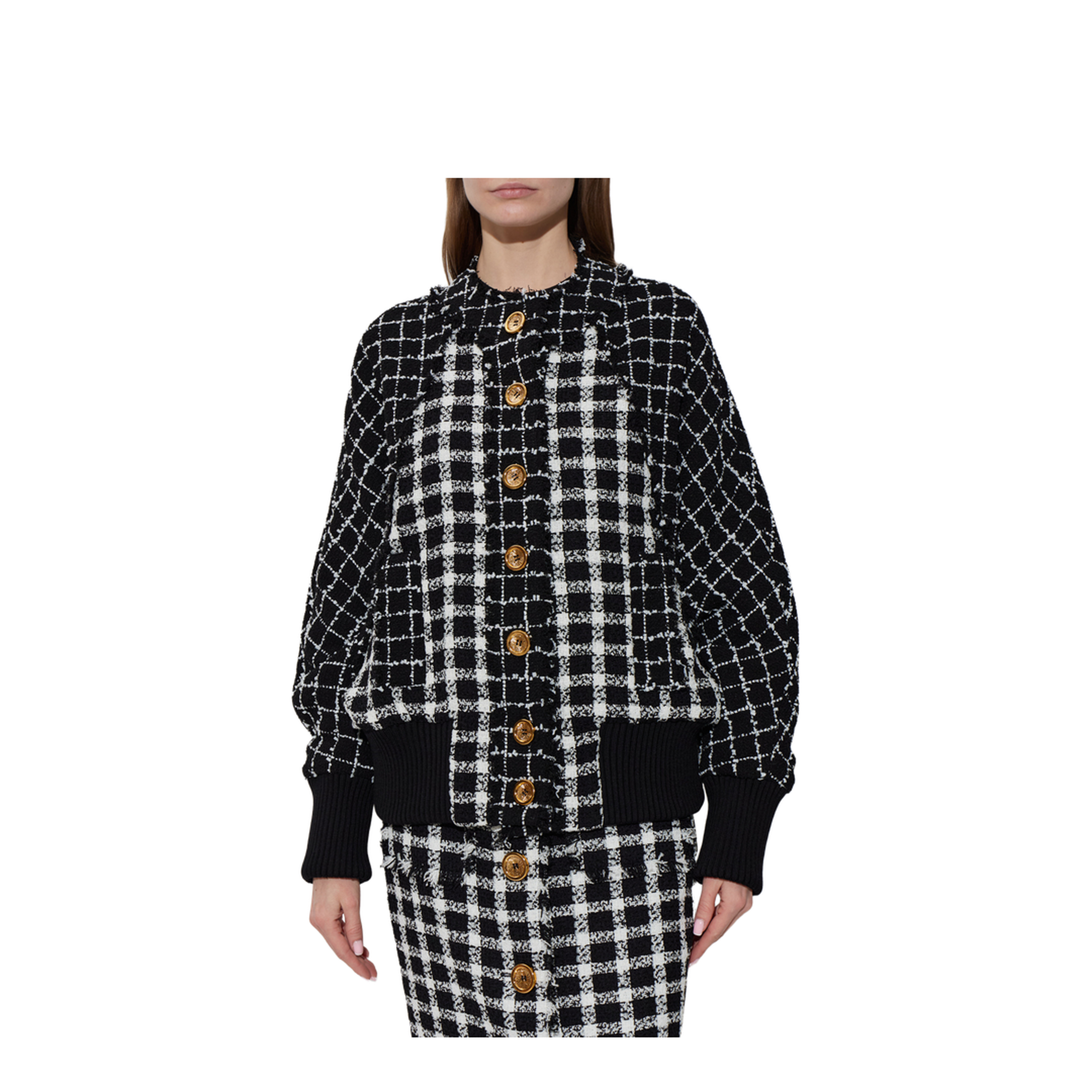 Tweed Bomber Jacket Black
