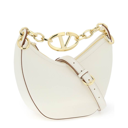 Ivory Leather Mini Hobo Vlogo Moon Handbag