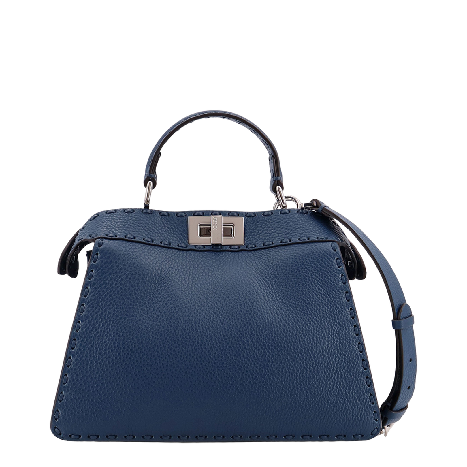 Peekaboo ISeeU Small Leather Top Handle Bags - Navy Blue
