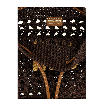 Cocoa Brown Natural Woven Fabric Mini-Bag