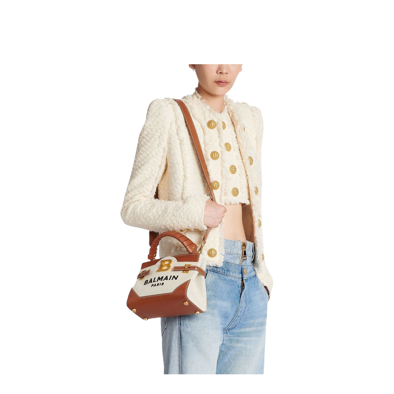 B-Buzz 22 Canvas Top Handle Bag with Leather Insert