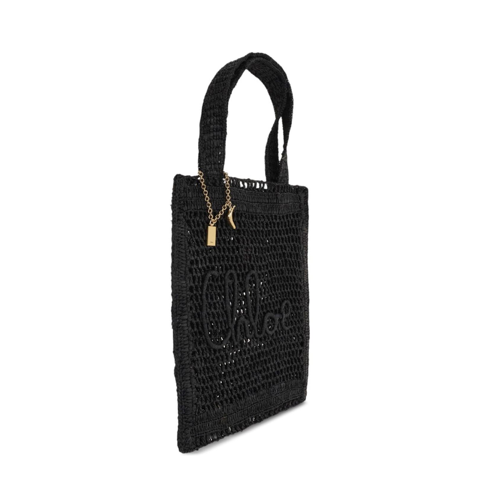 Summer Banana Tote Bag in Raffia in Black