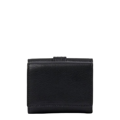 Mini Paddington Tri-Fold Wallet in Grained Buffalo Leather - Black