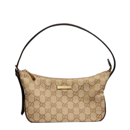 Lunetta Small Canvas Shoulder Bag - Sand and Dark Brown