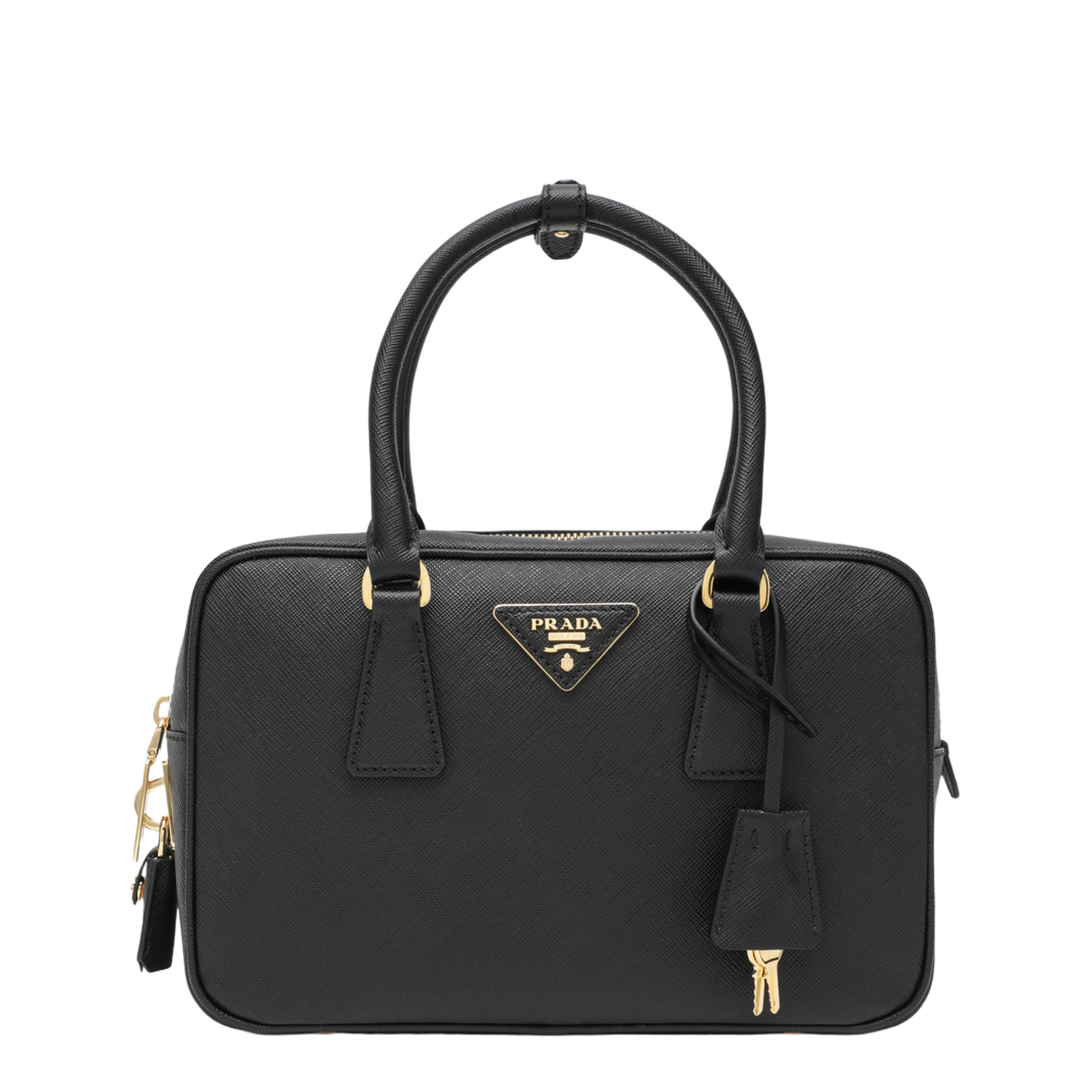 Black Saffiano Leather Top-Handle Bag
