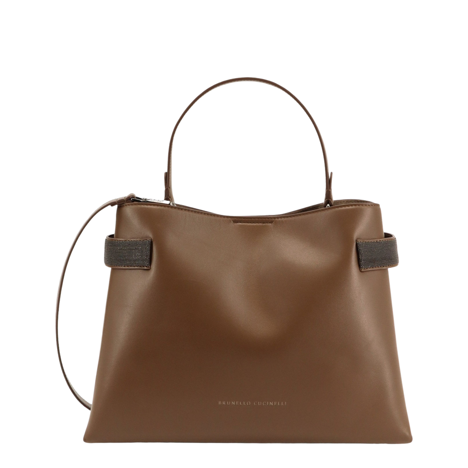 Leather Shoulder Bag with Monili Detail