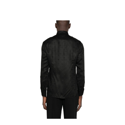 Black Long Sleeves Embossed Eagle Motif Shirt