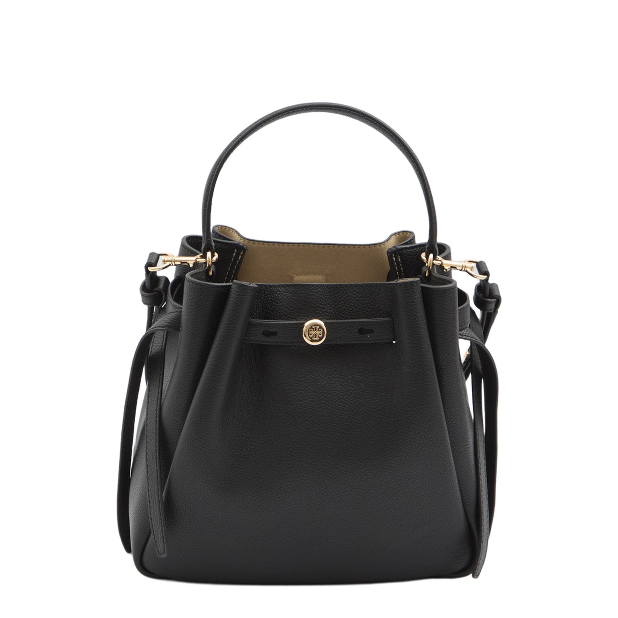 Romy Pebbled Leather Bucket Bag - Black