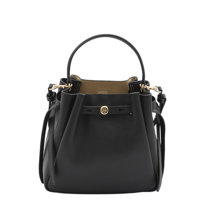 Romy Pebbled Leather Bucket Bag - Black